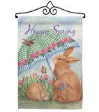 Bunnies With Umbrella - Easter Spring Vertical Impressions Decorative Flags HG103060 Made In USA