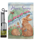 Bunnies With Umbrella - Easter Spring Vertical Impressions Decorative Flags HG103060 Made In USA