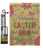 Happy Easter Colourful Flowers - Easter Spring Vertical Impressions Decorative Flags HG192021 Made In USA