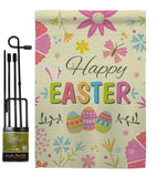 Happy Easter Colourful Flowers - Easter Spring Vertical Impressions Decorative Flags HG192021 Made In USA