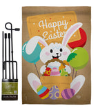 Colourful Happy Easter Egg with Bunny - Easter Spring Vertical Impressions Decorative Flags HG192024 Made In USA