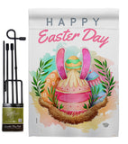 Happy Bunny Eggs - Easter Spring Vertical Impressions Decorative Flags HG192349 Made In USA