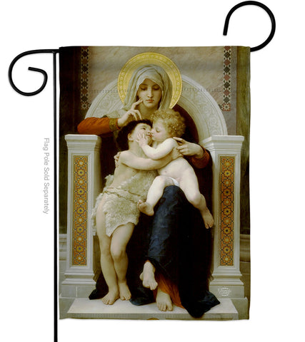 Madonna with Child And John the Baptist - Faith Religious Inspirational Vertical Impressions Decorative Flags HG190079 Made In USA