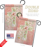 Pink Flower Cross - Faith & Religious Inspirational Vertical Impressions Decorative Flags HG103044 Made In USA