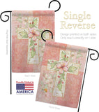 Pink Flower Cross - Faith & Religious Inspirational Vertical Impressions Decorative Flags HG103044 Made In USA