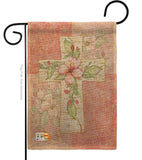 Pink Flower Cross - Faith & Religious Inspirational Vertical Impressions Decorative Flags HG103044 Made In USA