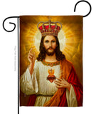 Sacred Heart Jesus With Crown - Faith & Religious Inspirational Vertical Impressions Decorative Flags HG103094 Made In USA
