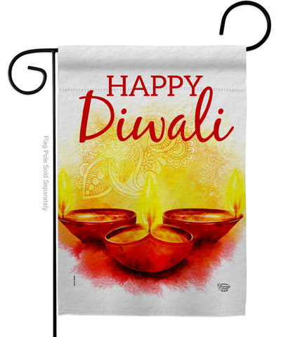 Diwali Greeting - Faith & Religious Inspirational Vertical Impressions Decorative Flags HG192475 Made In USA