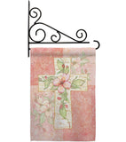 Pink Flower Cross - Faith & Religious Inspirational Vertical Impressions Decorative Flags HG103044 Made In USA