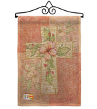 Pink Flower Cross - Faith & Religious Inspirational Vertical Impressions Decorative Flags HG103044 Made In USA