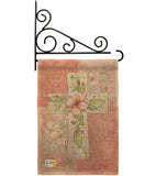 Pink Flower Cross - Faith & Religious Inspirational Vertical Impressions Decorative Flags HG103044 Made In USA