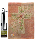 Pink Flower Cross - Faith & Religious Inspirational Vertical Impressions Decorative Flags HG103044 Made In USA