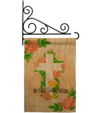 Floral Frist Communion - Faith & Religious Inspirational Vertical Impressions Decorative Flags HG103064 Made In USA