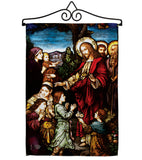 Jesus Blessing the Children - Faith & Religious Inspirational Vertical Impressions Decorative Flags HG192080 Made In USA