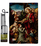 Jesus Blessing the Children - Faith & Religious Inspirational Vertical Impressions Decorative Flags HG192080 Made In USA