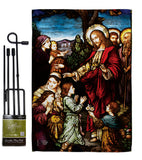 Jesus Blessing the Children - Faith & Religious Inspirational Vertical Impressions Decorative Flags HG192080 Made In USA