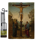 The Crucifixion with the Virgin - Faith & Religious Inspirational Vertical Impressions Decorative Flags HG192558 Made In USA
