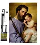 St. Joseph And Infant Jesus - Faith & Religious Inspirational Vertical Impressions Decorative Flags HG192597 Made In USA