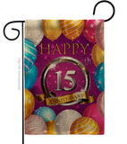 Happy 15th Anniversary - Family Special Occasion Vertical Impressions Decorative Flags HG115186 Made In USA