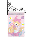It's a Girl - Family Special Occasion Vertical Applique Decorative Flags HG115033