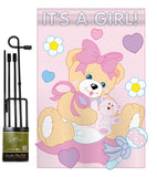 It's a Girl - Family Special Occasion Vertical Applique Decorative Flags HG115033