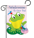 Friendly Frog - Farm Animals Nature Vertical Applique Decorative Flags HG110036