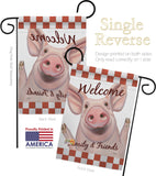 Welcome Piggy - Farm Animals Nature Vertical Impressions Decorative Flags HG110125 Made In USA