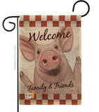 Welcome Piggy - Farm Animals Nature Vertical Impressions Decorative Flags HG110125 Made In USA