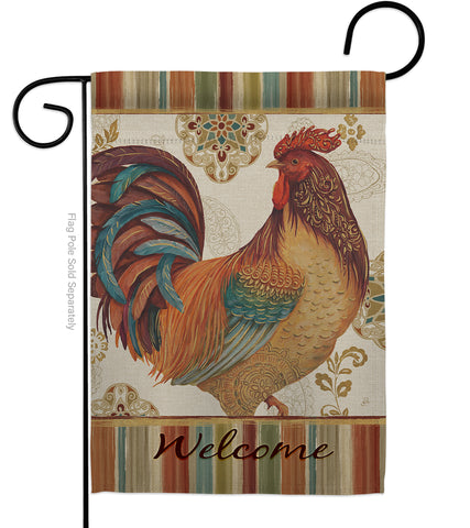 Welcome Rooster - Farm Animals Nature Vertical Impressions Decorative Flags HG110127 Made In USA