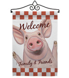 Welcome Piggy - Farm Animals Nature Vertical Impressions Decorative Flags HG110125 Made In USA