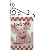 Welcome Piggy - Farm Animals Nature Vertical Impressions Decorative Flags HG110125 Made In USA