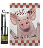 Welcome Piggy - Farm Animals Nature Vertical Impressions Decorative Flags HG110125 Made In USA