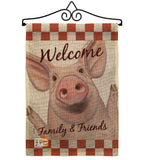 Welcome Piggy - Farm Animals Nature Vertical Impressions Decorative Flags HG110125 Made In USA