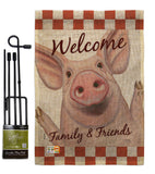 Welcome Piggy - Farm Animals Nature Vertical Impressions Decorative Flags HG110125 Made In USA