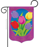 Tulips - Floral Spring Vertical Applique Decorative Flags HG104043