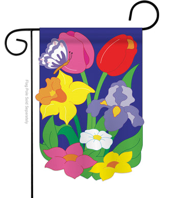 Floral Mix - Floral Spring Vertical Applique Decorative Flags HG104055