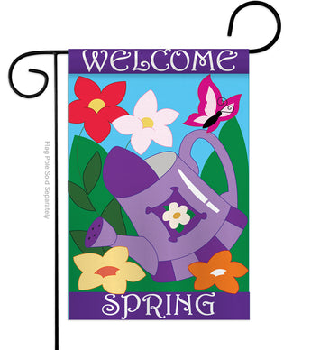 Welcome Spring Garden - Floral Spring Vertical Applique Decorative Flags HG104058