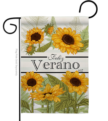 Feliz Verano - Floral Spring Vertical Impressions Decorative Flags HG104108 Made In USA