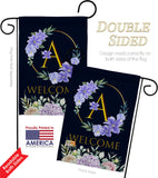 Welcome A Initial - Floral Spring Vertical Impressions Decorative Flags HG130235 Made In USA