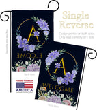 Welcome A Initial - Floral Spring Vertical Impressions Decorative Flags HG130235 Made In USA