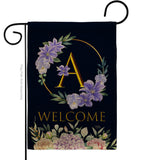 Welcome A Initial - Floral Spring Vertical Impressions Decorative Flags HG130235 Made In USA