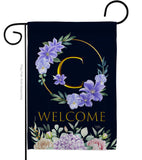 Welcome C Initial - Floral Spring Vertical Impressions Decorative Flags HG130237 Made In USA