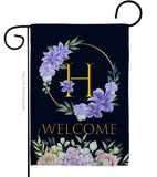 Welcome H Initial - Floral Spring Vertical Impressions Decorative Flags HG130242 Made In USA