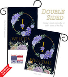 Welcome I Initial - Floral Spring Vertical Impressions Decorative Flags HG130243 Made In USA