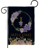 Welcome I Initial - Floral Spring Vertical Impressions Decorative Flags HG130243 Made In USA