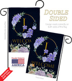 Welcome J Initial - Floral Spring Vertical Impressions Decorative Flags HG130244 Made In USA