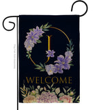 Welcome J Initial - Floral Spring Vertical Impressions Decorative Flags HG130244 Made In USA