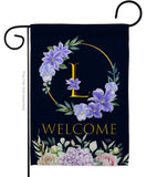 Welcome L Initial - Floral Spring Vertical Impressions Decorative Flags HG130246 Made In USA