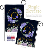 Welcome O Initial - Floral Spring Vertical Impressions Decorative Flags HG130249 Made In USA