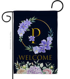 Welcome P Initial - Floral Spring Vertical Impressions Decorative Flags HG130250 Made In USA